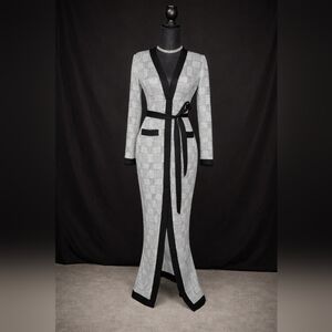 Fashion Nova Black and Gray Long Sleeve Dress